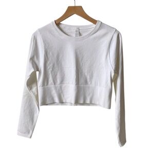 OFFLINE by Aerie Sidewalk Seamless white long sleeve crop top size L large